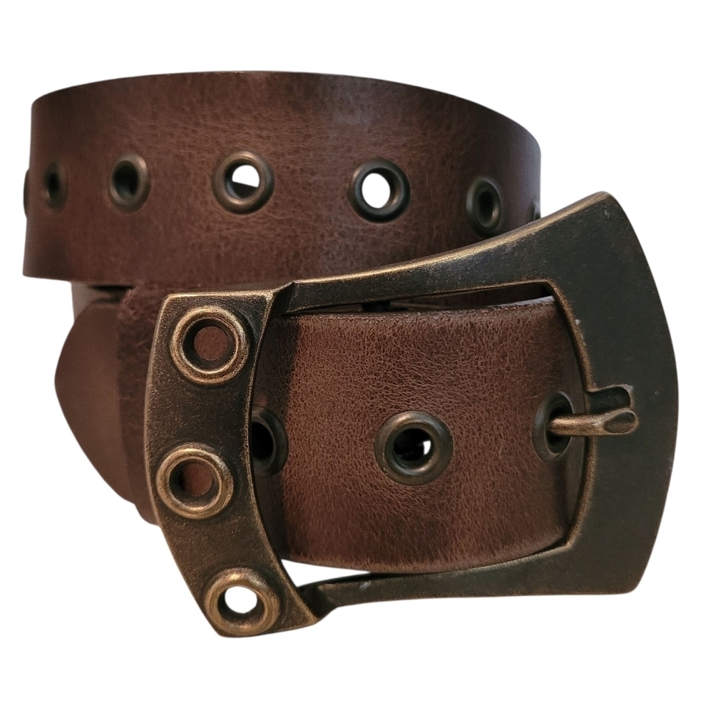Express Brown Leather Grommets Women's Belt Medium Casual Neutral Gorpcore